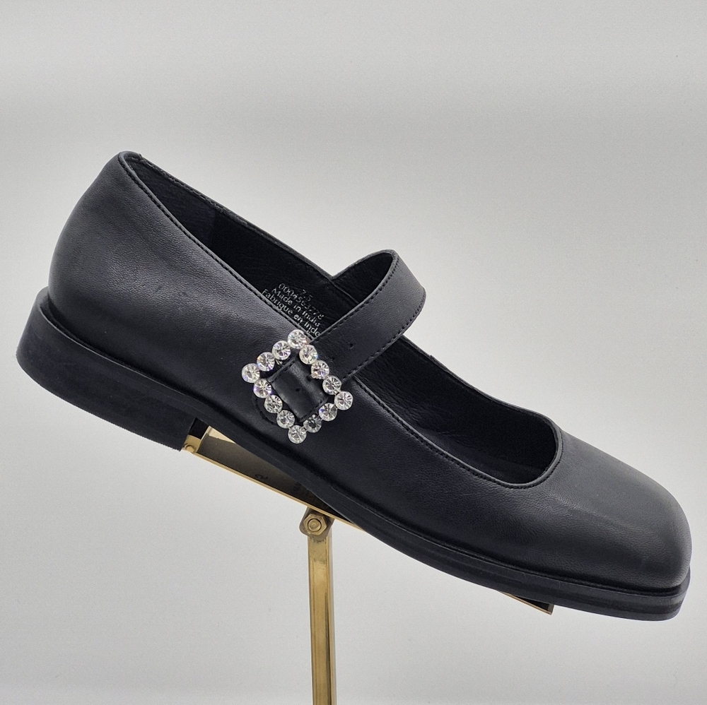 NWOT Free People Black Mary Jane Shoes with Rhinestine Buckle